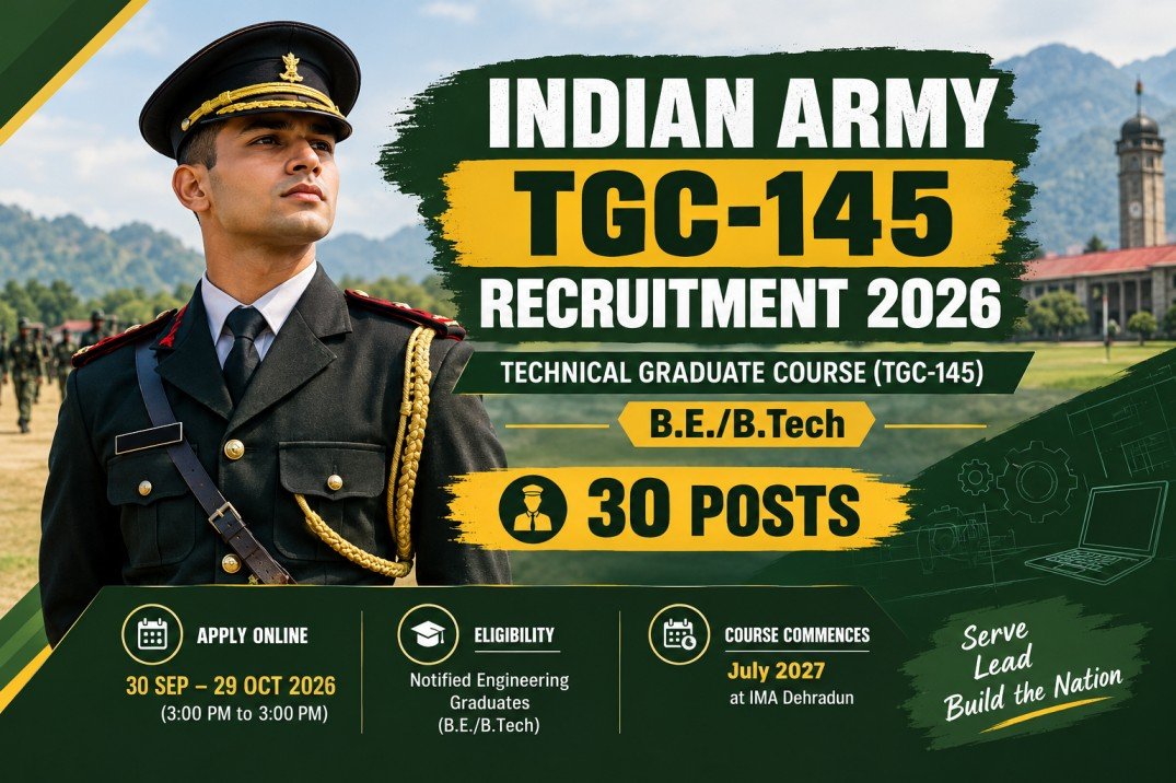Indian Army TGC 145 Recruitment 2026 – 30 Tentative Vacancies